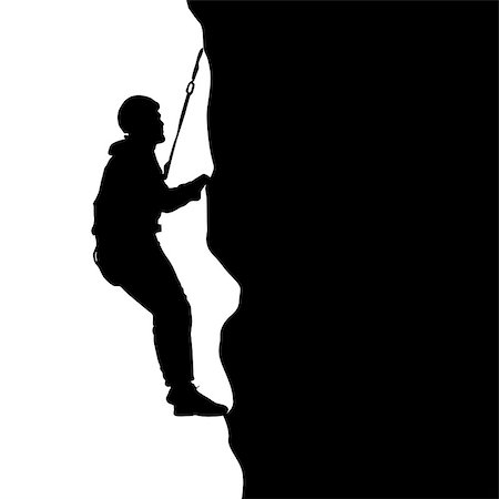 simsearch:400-04441774,k - Black silhouette rock climber on white background. Vector illustration. Stock Photo - Budget Royalty-Free & Subscription, Code: 400-08939214