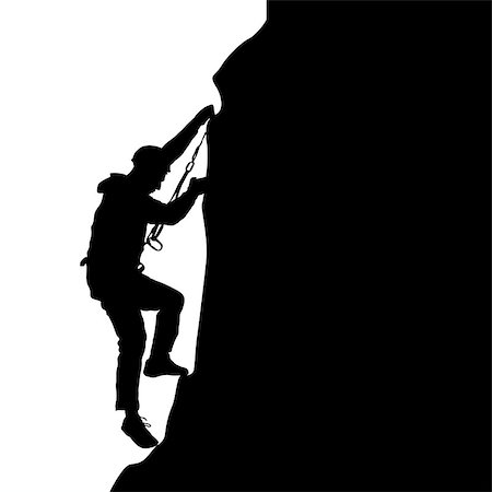 simsearch:400-04441774,k - Black silhouette rock climber on white background. Vector illustration. Stock Photo - Budget Royalty-Free & Subscription, Code: 400-08939216