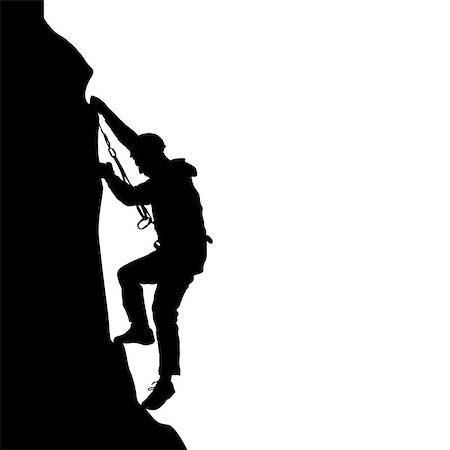 simsearch:400-04041278,k - Black silhouette rock climber on white background. Vector illustration. Photographie de stock - Aubaine LD & Abonnement, Code: 400-08939217