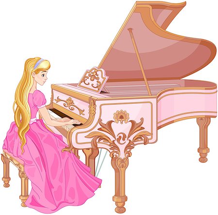 simsearch:400-08939543,k - Illustration of princess playing the piano Stock Photo - Budget Royalty-Free & Subscription, Code: 400-08939234