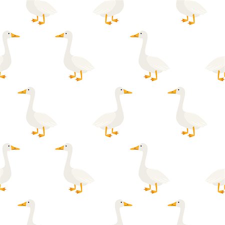 simsearch:400-06472051,k - White geese seamless vector pattern. Farm birds simple rustic background texture. Stock Photo - Budget Royalty-Free & Subscription, Code: 400-08939262