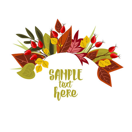 simsearch:400-05356017,k - Vector Illustration Autumn leaves decoration with rose hip Stock Photo - Budget Royalty-Free & Subscription, Code: 400-08939371