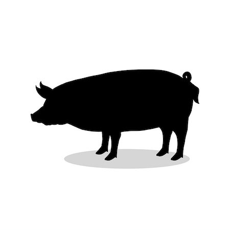 Pig farm mammal black silhouette animal. Vector Illustrator. Stock Photo - Budget Royalty-Free & Subscription, Code: 400-08939440