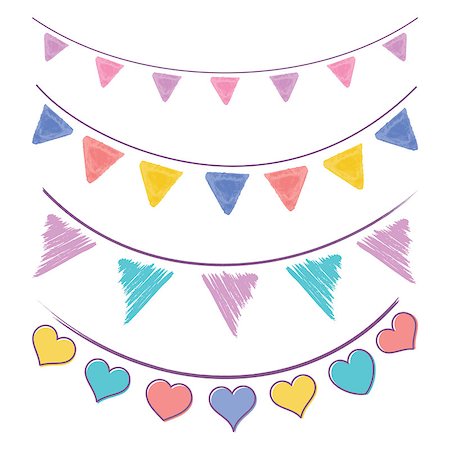 Vector vintage bunting flags and garlands set isolated Stock Photo - Budget Royalty-Free & Subscription, Code: 400-08939499