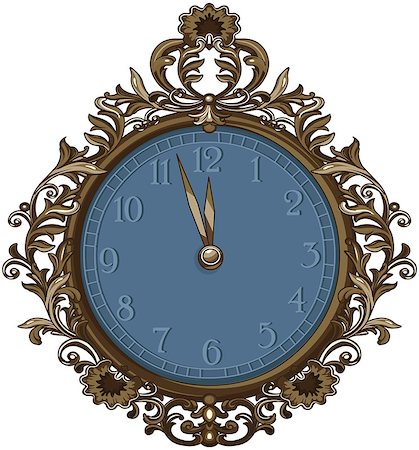 simsearch:400-08939543,k - Illustration of retro midnight clock Stock Photo - Budget Royalty-Free & Subscription, Code: 400-08939540