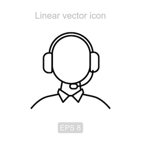 simsearch:400-08096768,k - Icon of the man in the earphones in a linear style Photographie de stock - Aubaine LD & Abonnement, Code: 400-08930001
