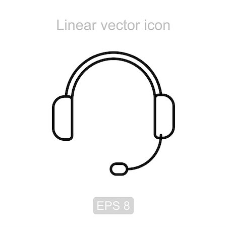 simsearch:400-04838289,k - Icon of the headphones in a linear style Stock Photo - Budget Royalty-Free & Subscription, Code: 400-08930003