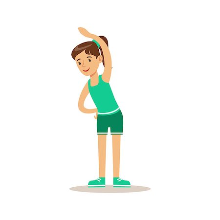 physical education - Girl Doing Stretching Exercise, Kid Practicing Different Sports And Physical Activities In Physical Education Class. Athletic Teenager Happy To Do Sportive Training Cartoon Vector Illustration. Photographie de stock - Aubaine LD & Abonnement, Code: 400-08930066