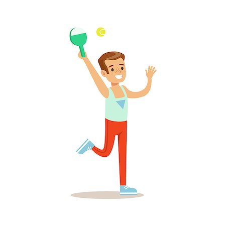 physical education - Boy Playing Badminton, Kid Practicing Different Sports And Physical Activities In Physical Education Class. Athletic Teenager Happy To Do Sportive Training Cartoon Vector Illustration. Photographie de stock - Aubaine LD & Abonnement, Code: 400-08930067