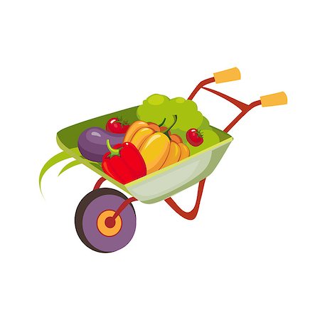 red pepper drawing - Fresh Vegetables Harvest In Wheel Barrel, Farm And Farming Related Illustration In Bright Cartoon Style. Organic And Natural Product Symbol Colorful Vector Illustration. Stock Photo - Budget Royalty-Free & Subscription, Code: 400-08930140