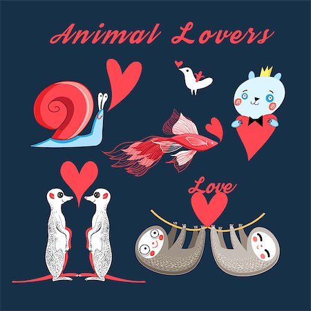 Graphics festive set of animal lovers on a dark background Stock Photo - Budget Royalty-Free & Subscription, Code: 400-08930294