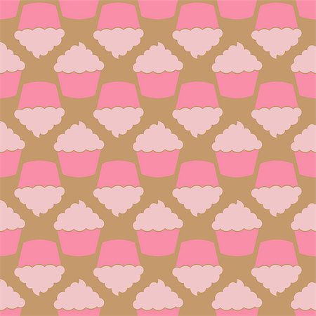 simsearch:400-09108602,k - Strawberry pink cream cupcake seamless pattern. Vector illustration Stock Photo - Budget Royalty-Free & Subscription, Code: 400-08930341