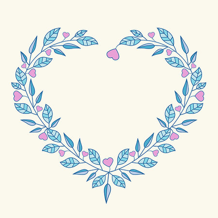 simsearch:400-08411281,k - Vector illustration of hearts, romantic decoration branches with leaves Stock Photo - Budget Royalty-Free & Subscription, Code: 400-08930350