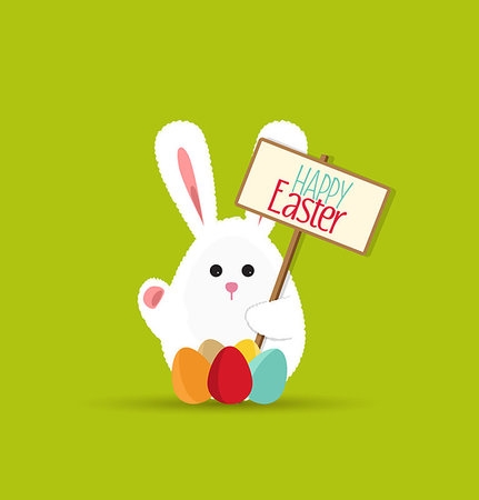 simsearch:400-08054574,k - Vector Easter bunny, funny card to a happy Easter Stock Photo - Budget Royalty-Free & Subscription, Code: 400-08930373