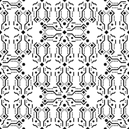 simsearch:400-08934681,k - Black and white ornament seamless vector pattern. Monochrome abstract aztec background. Stockbilder - Microstock & Abonnement, Bildnummer: 400-08930420