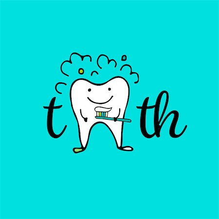 Tooth character, sketch for your design. Vector illustration Stock Photo - Budget Royalty-Free & Subscription, Code: 400-08930476