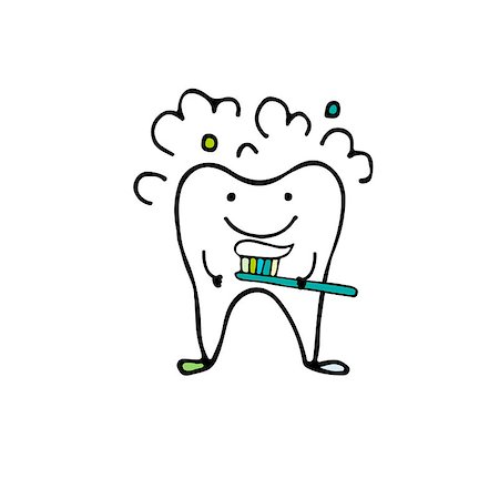 Tooth character, sketch for your design. Vector illustration Stock Photo - Budget Royalty-Free & Subscription, Code: 400-08930477