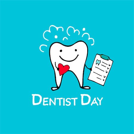 Dentist day, tooth character sketch for your design. Vector illustration Stock Photo - Budget Royalty-Free & Subscription, Code: 400-08930478