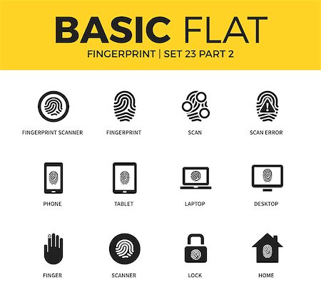 simsearch:400-04982603,k - Basic set of laptop scan form, lock form and home scan icons. Modern flat pictogram collection. Vector material design concept, web symbols and logo concept. Stock Photo - Budget Royalty-Free & Subscription, Code: 400-08930525
