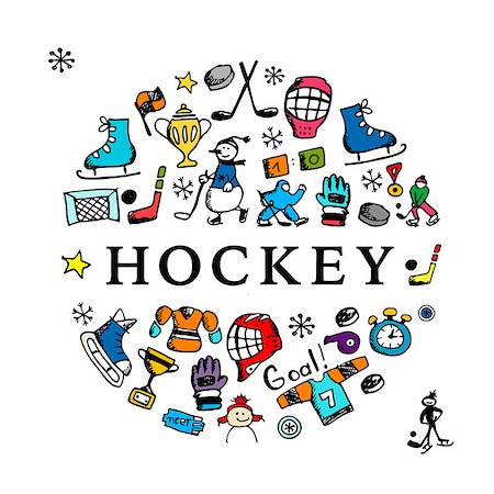Hockey banner, sketch for your design. Vector illustration Stock Photo - Budget Royalty-Free & Subscription, Code: 400-08930520