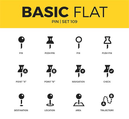 simsearch:400-06171297,k - Basic set of location, push pin and area icons. Modern flat pictogram collection. Vector material design concept, web symbols and logo concept. Stock Photo - Budget Royalty-Free & Subscription, Code: 400-08930545