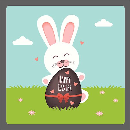 simsearch:400-07548489,k - Happy Easter with bunny smiling and chocolate egg Stock Photo - Budget Royalty-Free & Subscription, Code: 400-08930786