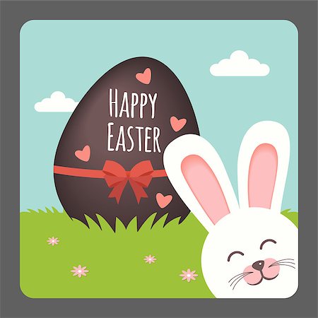 simsearch:400-07548489,k - Happy Easter with bunny smiling and chocolate egg Stock Photo - Budget Royalty-Free & Subscription, Code: 400-08930787