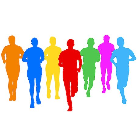 simsearch:400-04273380,k - Set of silhouettes Runners on sprint men vector illustration. Foto de stock - Super Valor sin royalties y Suscripción, Código: 400-08930814