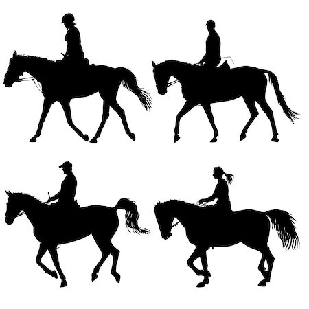Set vector silhouette of horse and jockey. Stock Photo - Budget Royalty-Free & Subscription, Code: 400-08930828