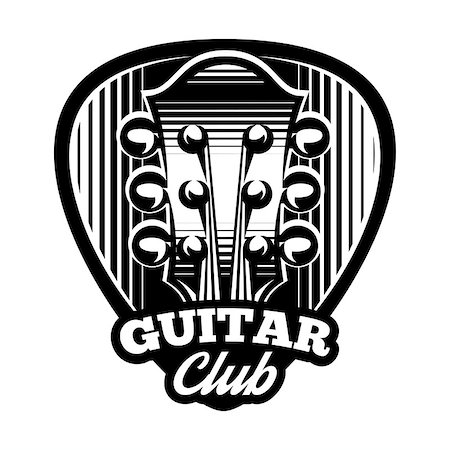 monochrome vector logo template with ple trum and guitar Stock Photo - Budget Royalty-Free & Subscription, Code: 400-08930985