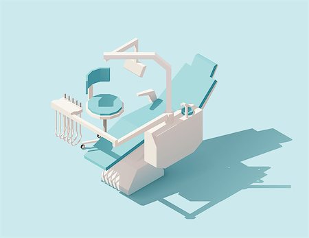 dental drill - Vector isometric low poly dental chair on blue background Stock Photo - Budget Royalty-Free & Subscription, Code: 400-08931025