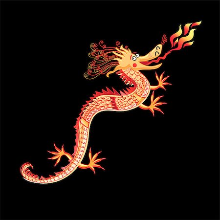 simsearch:400-05230170,k - Beautiful vector dragon on a black background Stockbilder - Microstock & Abonnement, Bildnummer: 400-08931062