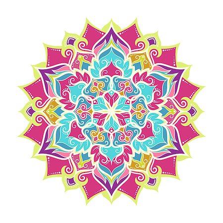 sanyal (artist) - Mandala Round Ornament Pattern. Boho vintage style vector background. Hand drawn design. Ethnic motifs. Fotografie stock - Microstock e Abbonamento, Codice: 400-08931118