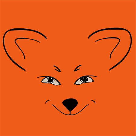 Fox red head animal Sly eyes. Vector illustration. Stock Photo - Budget Royalty-Free & Subscription, Code: 400-08931211