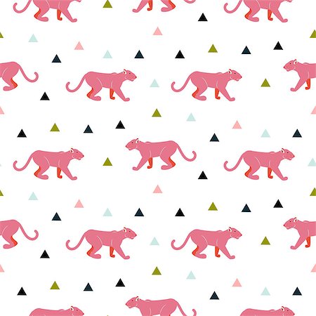 felis concolor - Pink panther animal seamless vector pattern. Cute baby animal tileable print for textile. Stock Photo - Budget Royalty-Free & Subscription, Code: 400-08931237