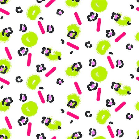 Abstract leopard stain and green spots seamless pattern. Black, pink and green elements on white tileable vector background. Stock Photo - Budget Royalty-Free & Subscription, Code: 400-08931244