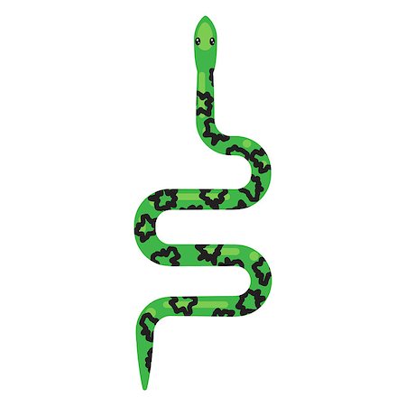 simsearch:400-07244183,k - Green snake cartoon vector illustration on white. Reptile zigzag desert animal. Venomous viper. Stock Photo - Budget Royalty-Free & Subscription, Code: 400-08931249