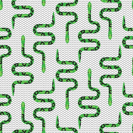 Cartoon snake on white with fine stripes seamless pattern vector. Serpent fabric print wild reptile animal. Stock Photo - Budget Royalty-Free & Subscription, Code: 400-08931256