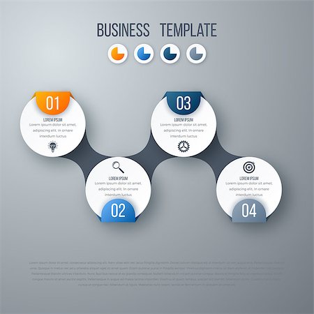 simsearch:400-08556708,k - Infographics timeline template with realistic colorful circles for 4 steps and icons. Can be used for workflow layout, diagram, number options, step up options, web design, presentations Stockbilder - Microstock & Abonnement, Bildnummer: 400-08931315