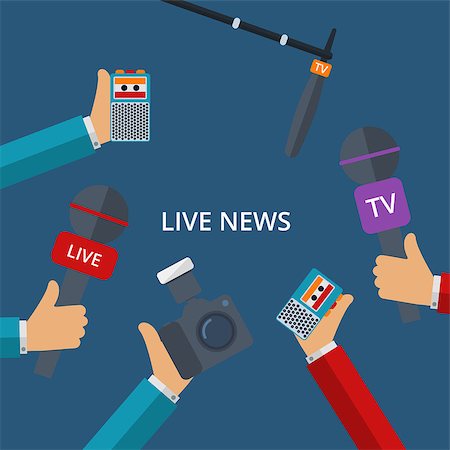 recorder vector - Vector illustration of live news. Hands with microphones , tape recorders , camera. Stock Photo - Budget Royalty-Free & Subscription, Code: 400-08931329