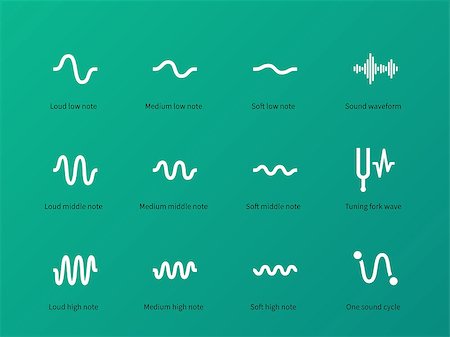 simsearch:400-07921054,k - Recording wave and sound icons on green background. Vector illustration. Stock Photo - Budget Royalty-Free & Subscription, Code: 400-08931368