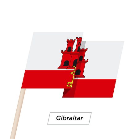 Gibraltar Ribbon Waving Flag Isolated on White. Vector Illustration. Gibraltar Flag with Sharp Corners Fotografie stock - Microstock e Abbonamento, Codice: 400-08931377