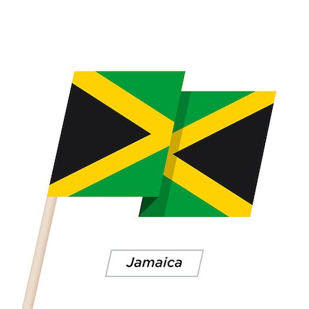 simsearch:400-08932157,k - Jamaica Ribbon Waving Flag Isolated on White. Vector Illustration. Jamaica Flag with Sharp Corners Photographie de stock - Aubaine LD & Abonnement, Code: 400-08931429