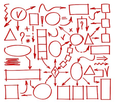 simsearch:400-08756550,k - Marker hand drawn chart. Mind map doodle elements. Elements drawn marker for structure and management. Vector Illustration of figures painted marker Stock Photo - Budget Royalty-Free & Subscription, Code: 400-08931534