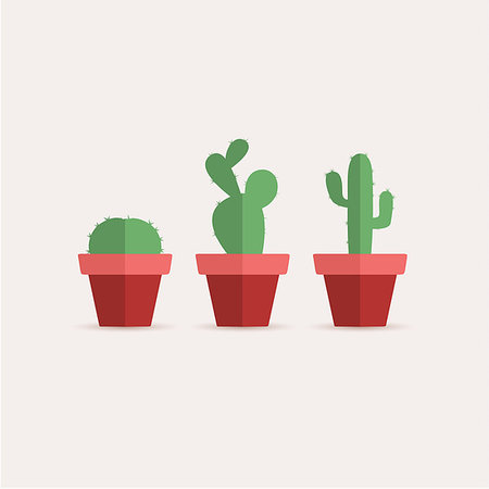 succulent flowers - Set vector illustration of a cactus on a white background. Cactus in a flower pot Stock Photo - Budget Royalty-Free & Subscription, Code: 400-08931626