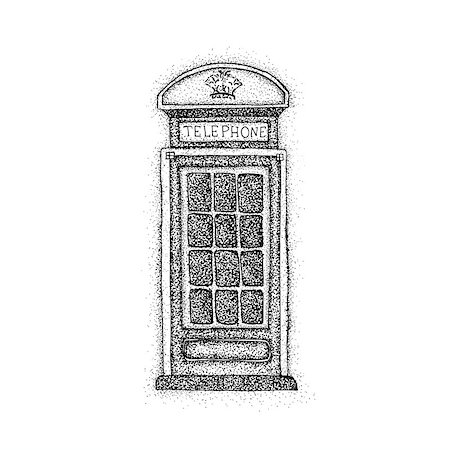 simsearch:400-07823968,k - London Telephone Box Dotwork. Raster Illustration of Old Style T-shirt Design. Hipster Tattoo Hand Drawn Sketch. Stock Photo - Budget Royalty-Free & Subscription, Code: 400-08931757