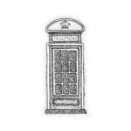 simsearch:400-05901575,k - London Telephone Box Dotwork. Raster Illustration of Old Style T-shirt Design. Hipster Tattoo Hand Drawn Sketch. Foto de stock - Super Valor sin royalties y Suscripción, Código: 400-08931757