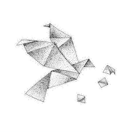simsearch:614-00657787,k - Origami Bird Dotwork. Raster Illustration of Paper Flight. Tattoo Hand Drawn Sketch. Stock Photo - Budget Royalty-Free & Subscription, Code: 400-08931761