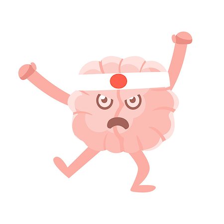 simsearch:400-08652593,k - Humanized Brain Karate Fighter Fighting In Asian Style, Intellect Human Organ Cartoon Character Emoji Icon. Human Mind And Lifestyle Emoticon Illustration Showing Intellectual Brainpower. Photographie de stock - Aubaine LD & Abonnement, Code: 400-08931807