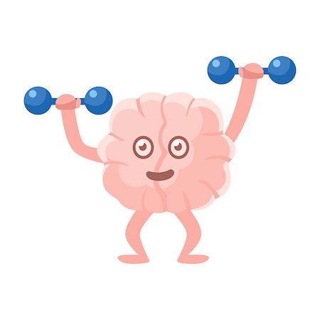 simsearch:400-08652593,k - Humanized Brain Working Out In Gym With Dumbbells, Intellect Human Organ Cartoon Character Emoji Icon. Human Mind And Lifestyle Emoticon Illustration Showing Intellectual Brainpower. Photographie de stock - Aubaine LD & Abonnement, Code: 400-08931809